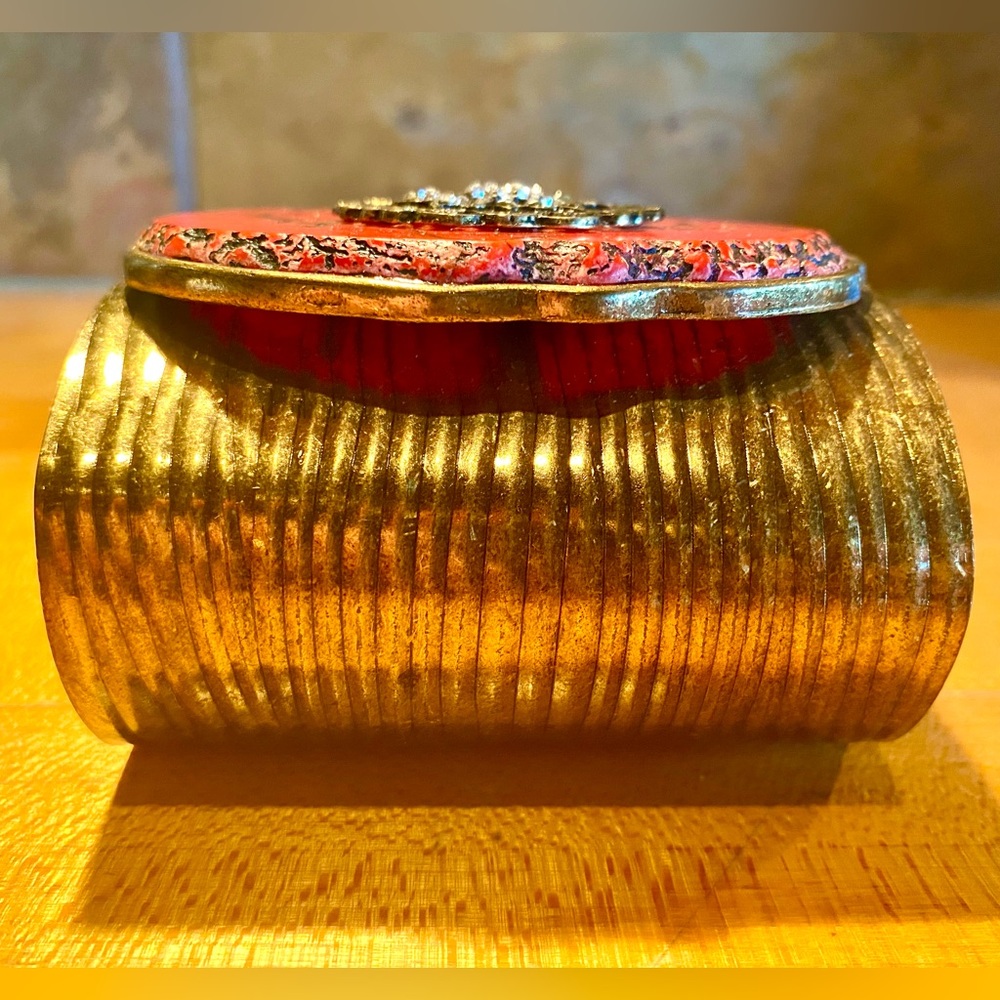 Vintage Studded Red Turquoise Brass Boho Statement Cuff - Picture 5 of 11